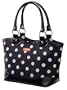 Sachi Fashion Insulated Lunch Bag, Black with White Dots