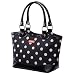 Sachi Fashion Insulated Lunch Bag, Black with White Dots