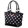 Sachi Fashion Insulated Lunch Bag, Black with White Dots