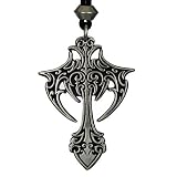 Large Gothic Vampire Cross Pendant Necklace Winged Goth Jewelry