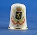 Porcelain China Collectable Thimble - National Emblem of Belgium -- Free Gift Box