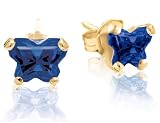 Baby Sapphire Cubic Zirconia (CZ) Butterfly Stud Earrings in 10K Yellow Gold
