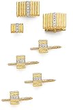 14K Men's Solid Gold and Diamond Cufflinks. Tie Tac, Stud Set