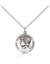 Free Engraving Included Medal- Sterling Silver St. Saint Elizabeth Ann Seton Pendant 3/4 x 5/8" 1464SS--w/18" Chain & Box Patron Saint of Loss of Parent or Child