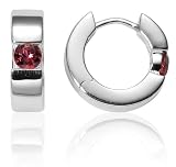 Sterling Silver Hoop Earrings w/ Pink Tourmaline