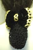 Sn69, Hand Crocheted Black Gimp Dress Snood with Gold Ribbon Trimmed Black Velvet Bow for Women and Teens