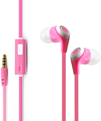 BlueLark Tangle-free Noodle Wire Gold-plated 3.5MM HIFI Earphone with Turn-on and Turn-off Control Button Portable Dynamic Headphone Premium Musical In-Ear Earbuds Headphones for IPhone, IPod, IPad, Android Smartphone, MP3, MP4 Player, PC and More (Pink)