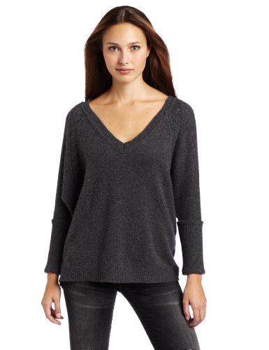 Velvet Women's Cashmere Irie Dolman Sweater, Charcoal, Petite