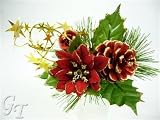 Review GT Decorations  / 4 Velvet Flower Poinsettia Cone Pine Pick (Red) from GT Decorations