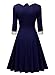Miusol Women's Vintage Polo Neck 2/3 Sleeve 1920'S Evening Swing Dress