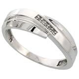 Sterling Silver Mens Diamond Wedding Band Ring 0.03 cttw Brilliant Cut, 9/32 inch 7mm wide, Size 8