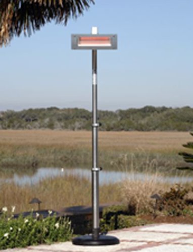 WT Living Stainless Steel Telescoping Offset Pole Mounted Infrared Patio Heater with Glass Front