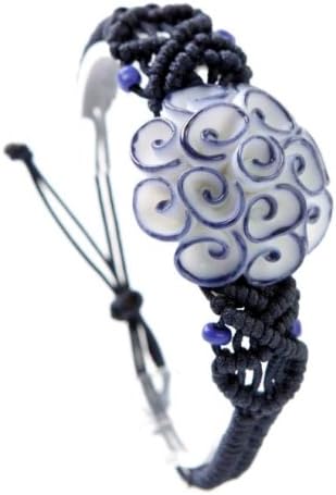 Rose Flower Ceramics Bracelet Handmade Beauty Blue and White Porcelain Charms