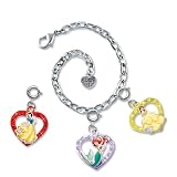 CHARM IT! Belle, Ariel & Snow White Disney Princesses Charm Bracelet Set with Ribbon Carry Pouch