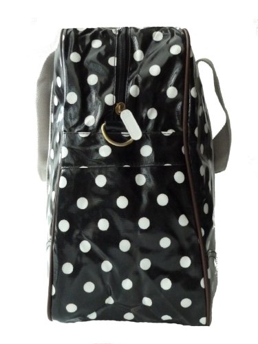 Black Spots and Dots Oilcloth Travel Bag Weekend Bag