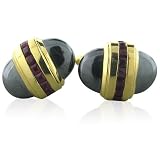 David Yurman Yellow-gold 18k Hematite Ruby Cufflinks