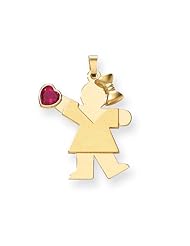 14k Yellow Gold Girl with CZ July Birthstone Charm. Metal Wt- 1.95g