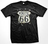Route 66 Sign With Bullet Holes Mens T-shirt, America's Road Rte 66 Highway Sign Mens Shirt