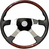 IMAGE OF Grant Products Starstruck Series Steering Wheel - 4-Spoke, 18in. Diameter, Burlwood Rim with Leather/Polyurethane Grip