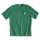 Carhartt Mens Work Shirt Workwear Pocket Short Sleeve T-Shirt 2XLT Kelly Green - K87 - 100% Cotton - Rib Knit Crew Neck