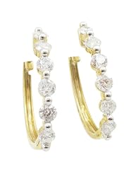 Women 14k Yellow Gold 1.61ctw diamond Hoop earring 28 26442Y Size 4.15