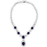 C.Z. Diamond Sapphire Platinum Plated Festive Necklace