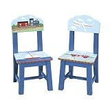Set of 2 Kid's Chairs - Transportation Collection Blue Finish Review