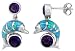 Synthetic Opal and Amethyst Dolphin Earrings in Sterling Silver, 1 (25mm) Long