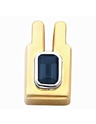 14K Two-Tone Gold Emerald Cut Sapphire Pendant -- LIFETIME WARRANTY