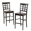 Set of 2 Napa Checker-Back Bar Stools - Black