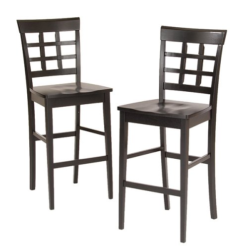 Set of 2 Napa Checker-Back Bar Stools - Black
