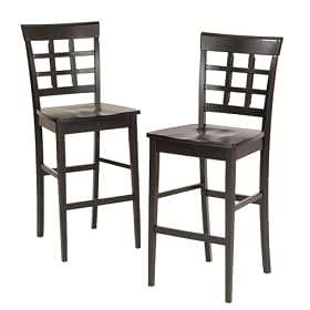 Set of 2 Napa Checker-Back Bar Stools - Black 