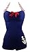 COCOSHIP Women's 50s Retro Navy Blue Nautical One Piece Maillot Anchors Away Swimsuit(FBA)