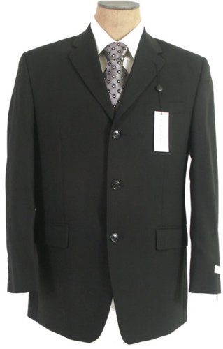 Calvin Klein Mens Single Breasted 3 Button Black Wool Suit - Size 40S
