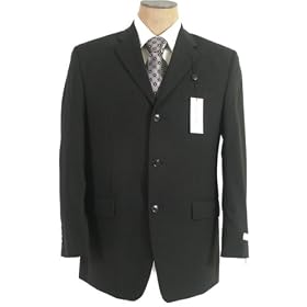 Buy Calvin Klein Mens Single Breasted 3 Button Black Wool Suit - Size 40R by Calvin Klein
