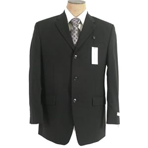 Buy Calvin Klein Mens Single Breasted 3 Button Black Wool Suit - Size 38S by Calvin Klein