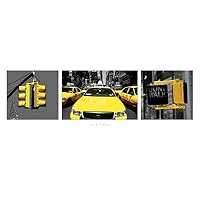 New York City (Yellow Triptych) Art Poster Print