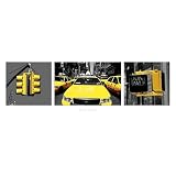 New York City (Yellow Triptych) Art Poster Print - 36x12