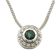 0.06CT.T.W. Sparkling Round Cut Diamonds Emerald, 14KT. White Gold. Diamond Necklace