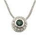 0.06CT.T.W. Sparkling Round Cut Diamonds Emerald, 14KT. White Gold. Diamond Necklace