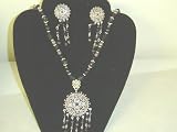 N27, Distinctive Sterling Silver and Beaded Necklace with Pendant and Matching Earrings for Women...