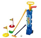 Kinder Golfset inkl. Golfwagen, 3 Golfschlägern und 2 Löchern mit Fahnen, 4 Golfbällen