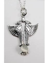 The Sacred Egyptian Falcon in Sterling Silver, Accented with Genuine White Moonstone ...Jewelry Made in America