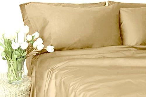 New Luxurious 300 Thread Count 100% Egyptian Cotton Solid Un-Attached Waterbed Sheet Set, Super Single , Beige with 15" deep pocket by Suburban Linens