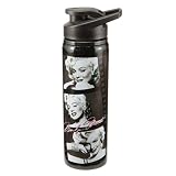 Vandor 70010 Marilyn Monroe 24-Ounce Stainless Steel Water Bottle, Black, White/Pink