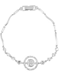14k White Gold, 15 Anos Quinceanera Bracelet with Lab Created Gems 14mm Wide