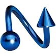Blue Anodized Titanium Spiral Twister Ball-Cone Belly Ring