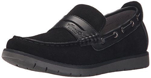 Kenneth Cole Reaction Flexy Penny Boy's Slip On Boat Shoe (Little Kid/Big Kid), Black, 6 M US Big Kid