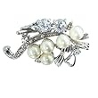 Vintage Decorative Silver Tone Pearl And April Diamond Simulated Brooches & Pins