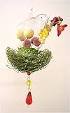 Glass Bird In Glitter Nest w/ Eggs Christmas Ornament